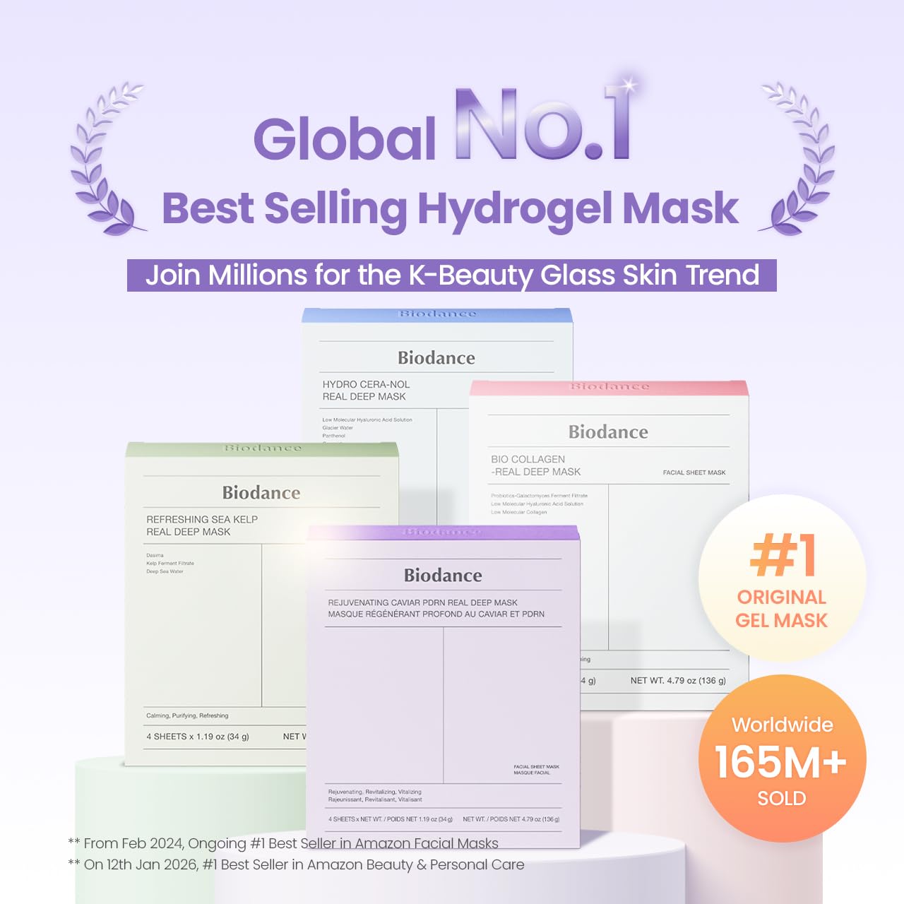 BIODANCE Bio-Collagen Real Deep Mask, Hydrating Overnight Hydrogel Face Mask, Pore Minimizing, Elasticity, Plumping, Travel Essentials & Self Care Gifts for Women, Korean Skin Care | 1.19oz(34g) x 4ea